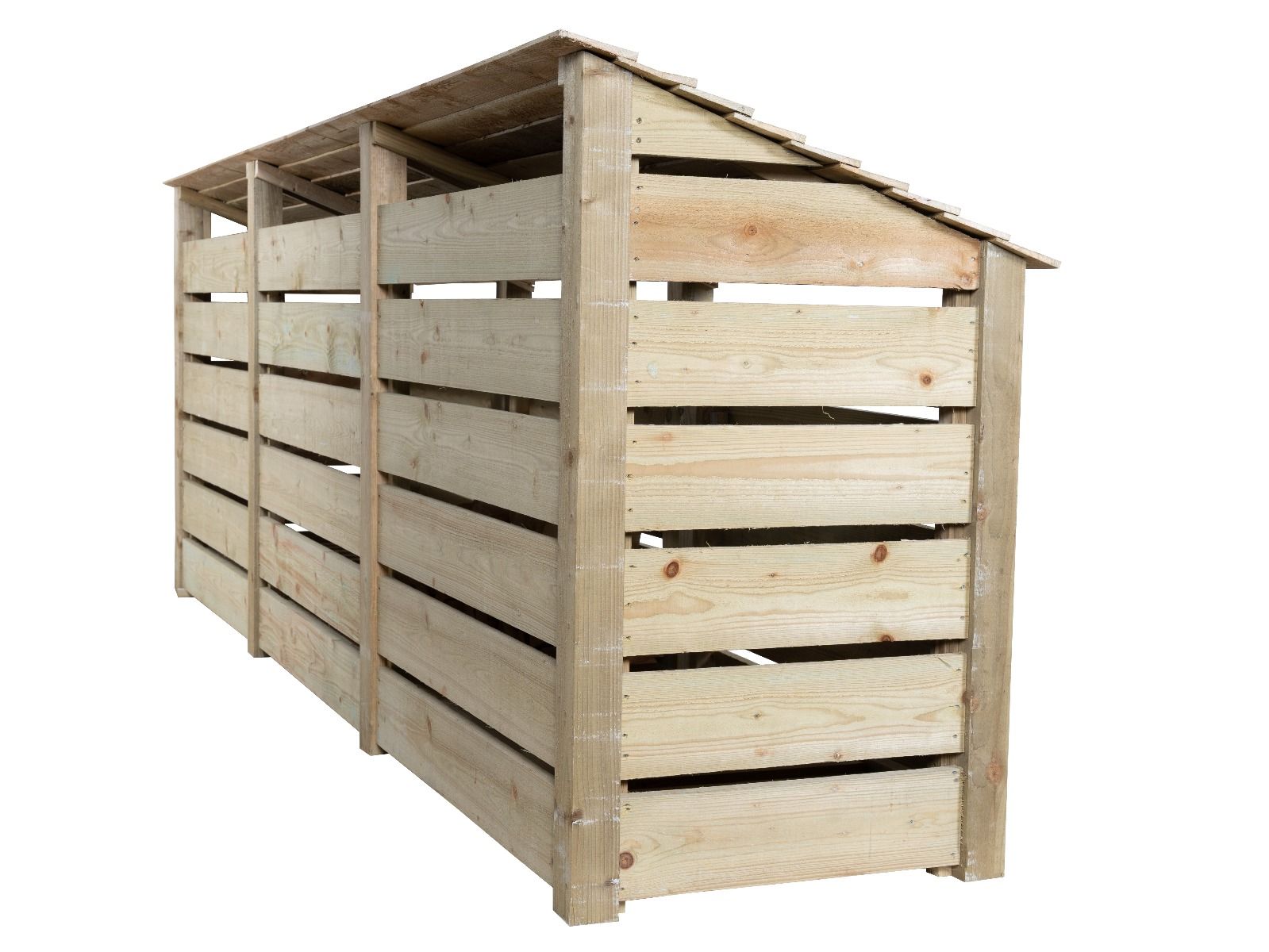 Slatted Wooden Log Store W-335cm, H-126cm or 180cm, D-88cm