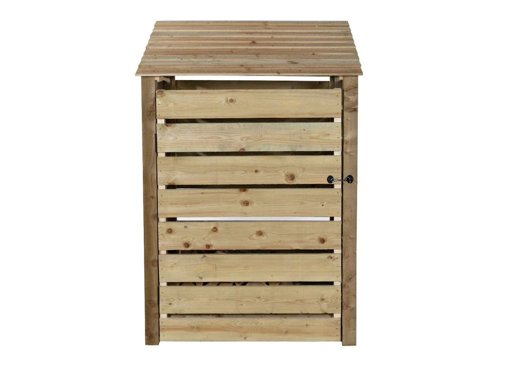 Slatted Wooden Log Store with Door and Shelf W-119cm, H-126cm Or 180cm, D-88cm