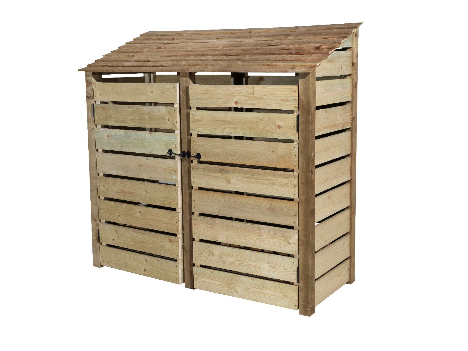 Slatted Wooden Log Store with Doors And Shelf W-187cm, H-126cm or 180cm, D-88cm