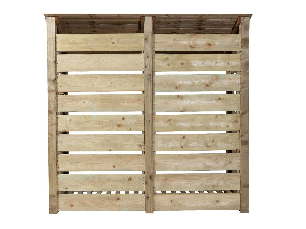 Slatted Wooden Log Store with Doors And Shelf W-187cm, H-126cm or 180cm, D-88cm