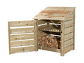 Slatted Wooden Log Store with Door and Shelf W-99cm, H-126cm Or 180cm, D-88cm