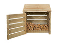 Slatted Wooden Log Store with Door W-119cm, H-126cm Or 180cm, D-88cm