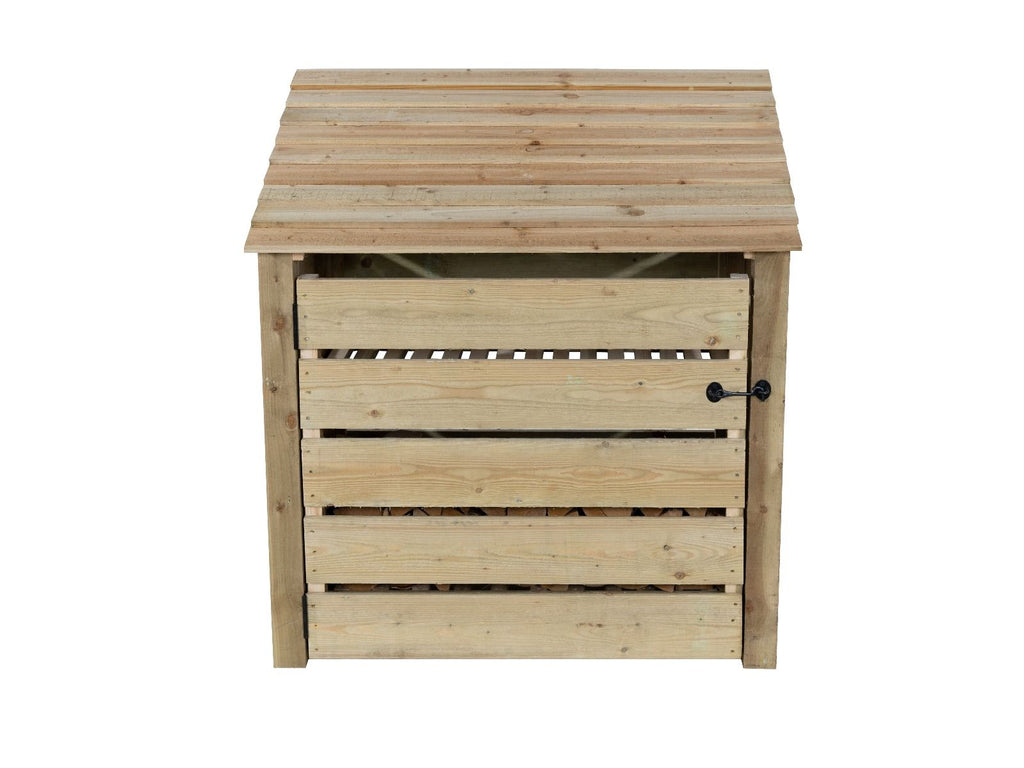 Slatted Wooden Log Store with Door W-119cm, H-126cm Or 180cm, D-88cm