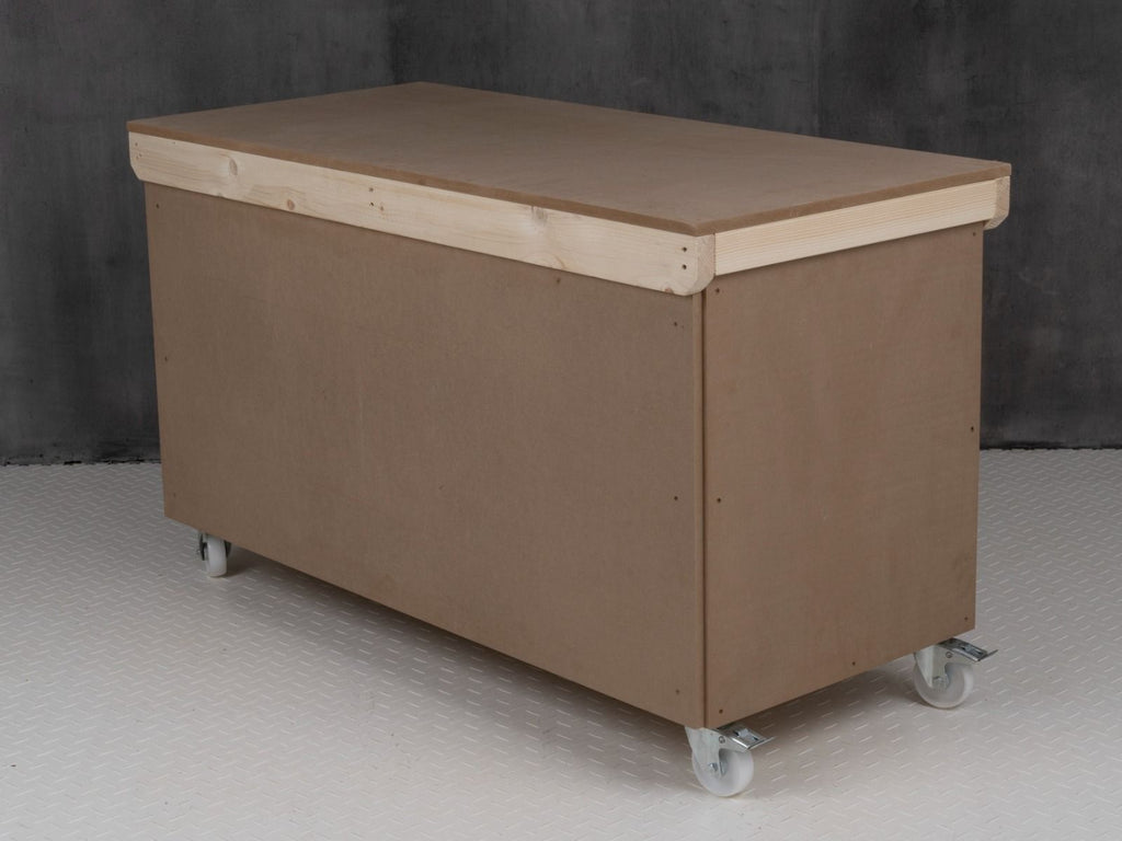 Wooden MDF Top Workbench With Lockable Cupboard (V.9) with wheels