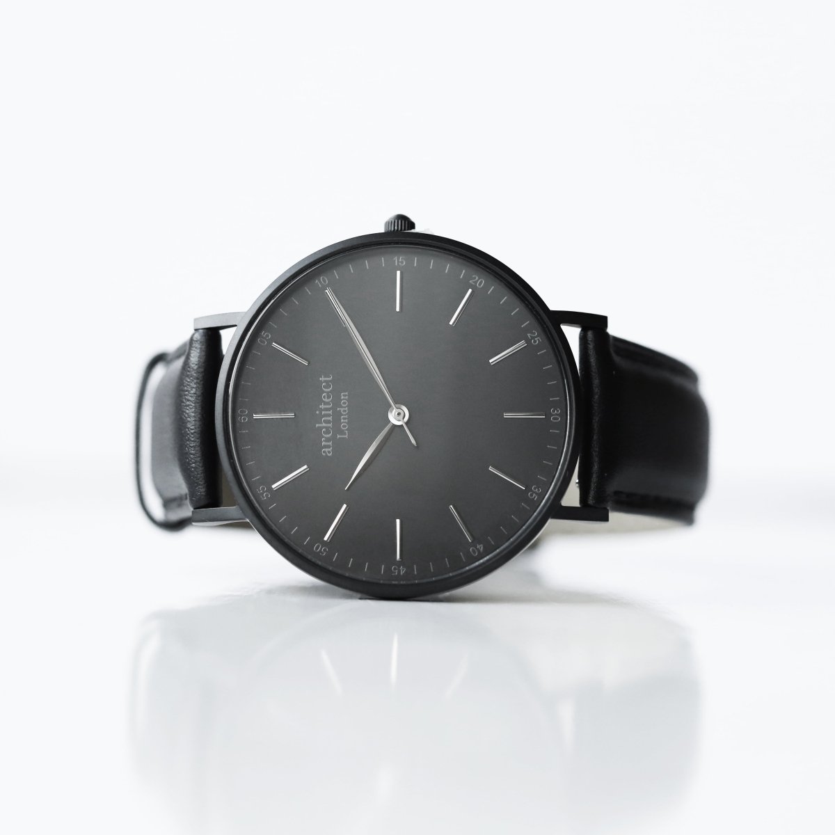 Men's Architect Minimalist Contactless Payment Watch, Jet Black Strap, With Personalised Own Handwriting Engraving