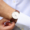 Men's Architect Zephr Contactless Payment Watch, , Walnut Strap, With Personalised Own Handwriting Engraving