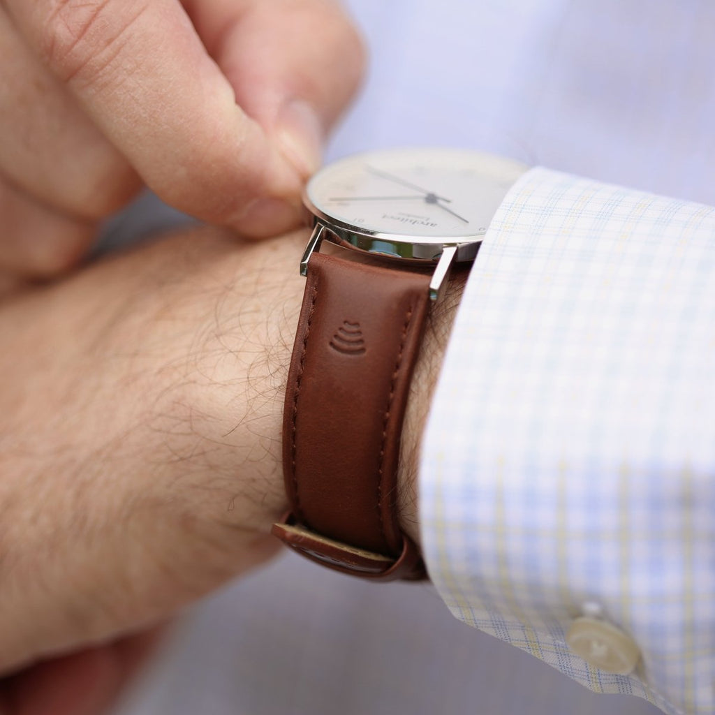 Men's Architect Zephr Contactless Payment Watch, , Walnut Strap, With Personalised Own Handwriting Engraving