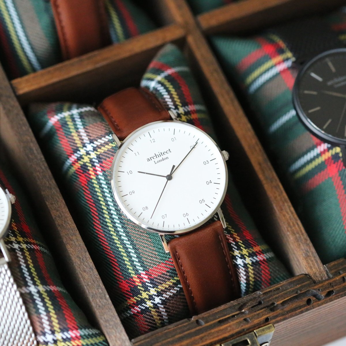 Men's Architect Zephr Contactless Payment Watch, , Walnut Strap, With Personalised Own Handwriting Engraving