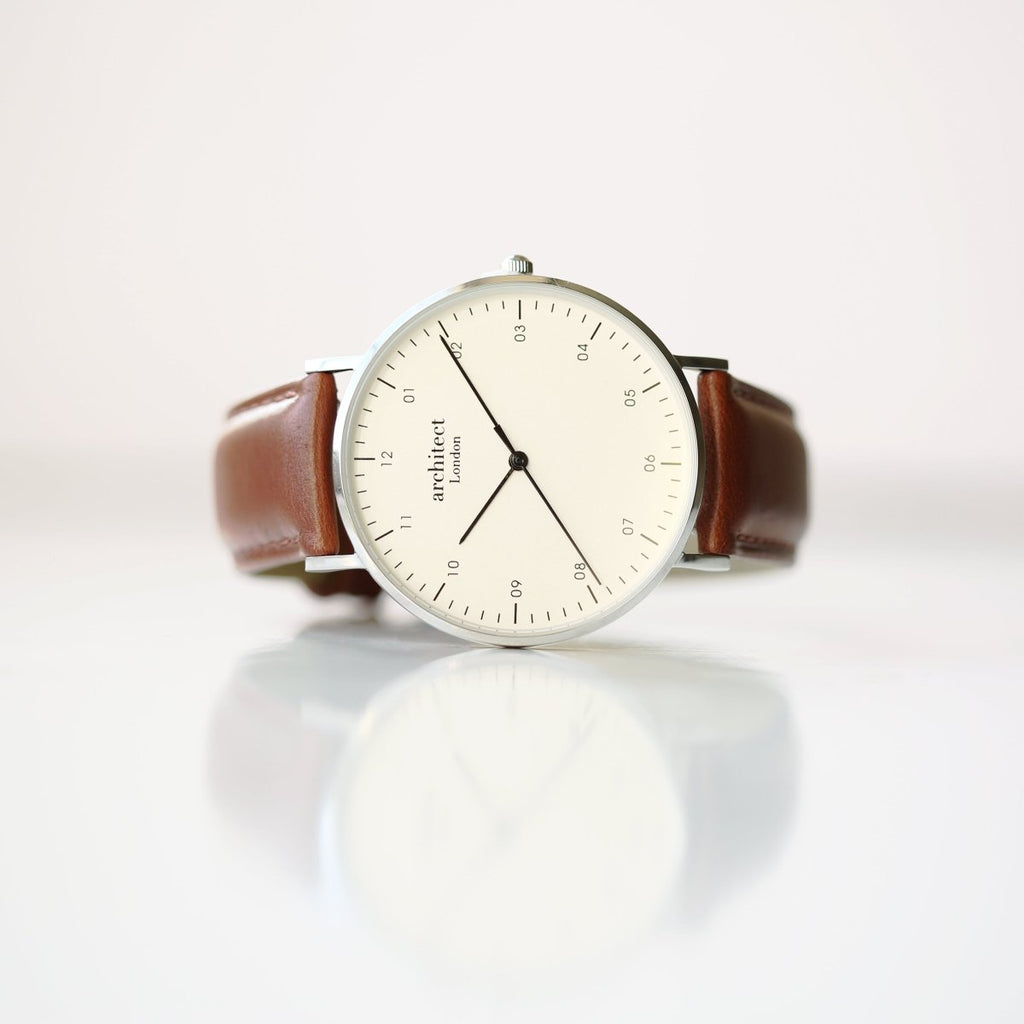 Men's Architect Zephr Contactless Payment Watch, , Walnut Strap, With Personalised Own Handwriting Engraving