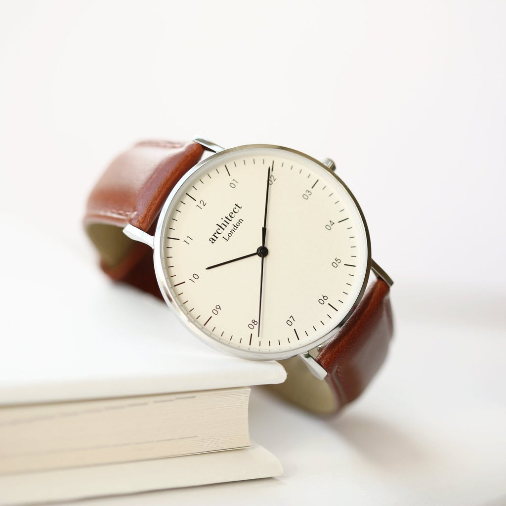 Men's Architect Zephr Contactless Payment Watch, , Walnut Strap, With Personalised Own Handwriting Engraving