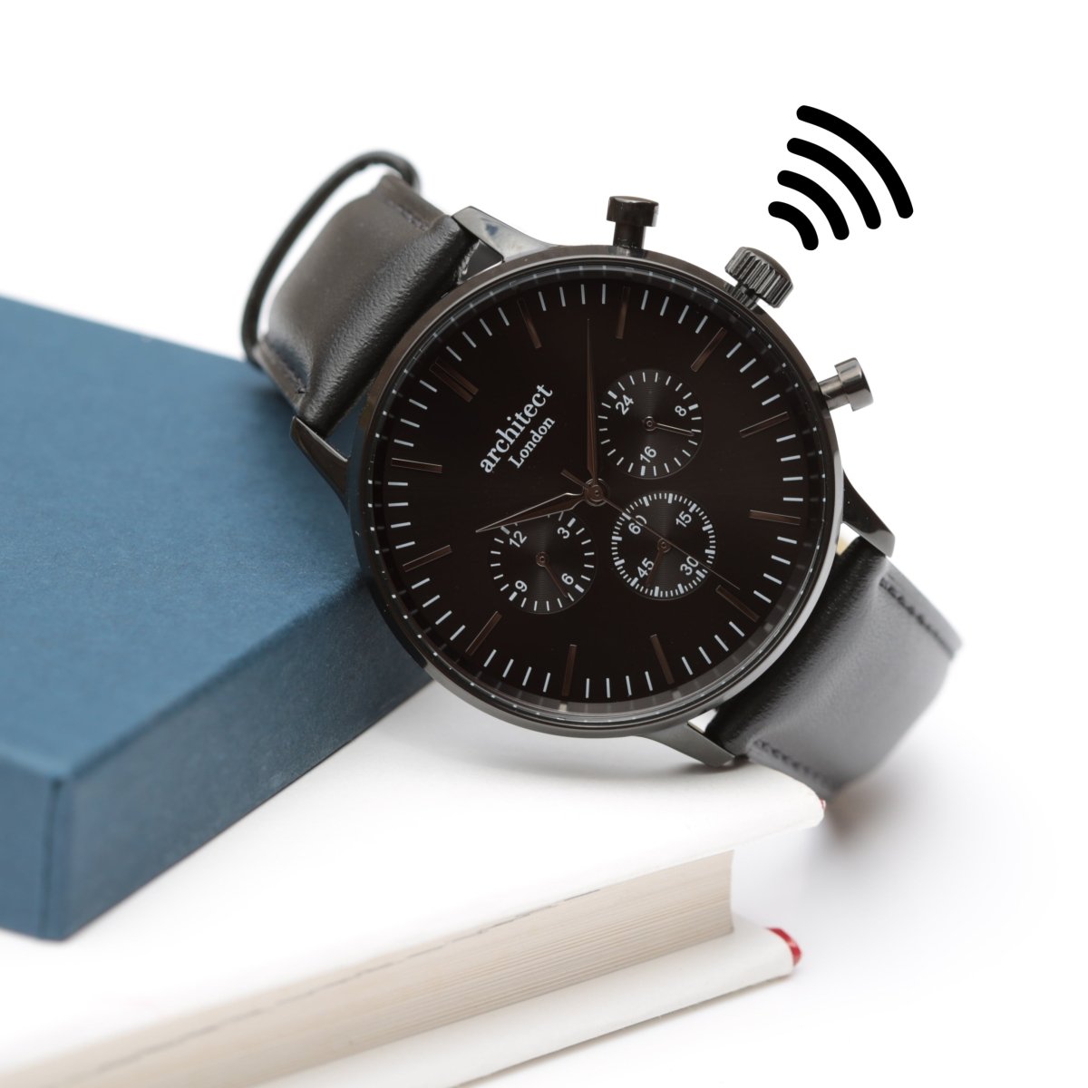 Men's Motivator Contactless Payment Watch, Jet Black Strap, With Personalised Own Handwriting Engraving
