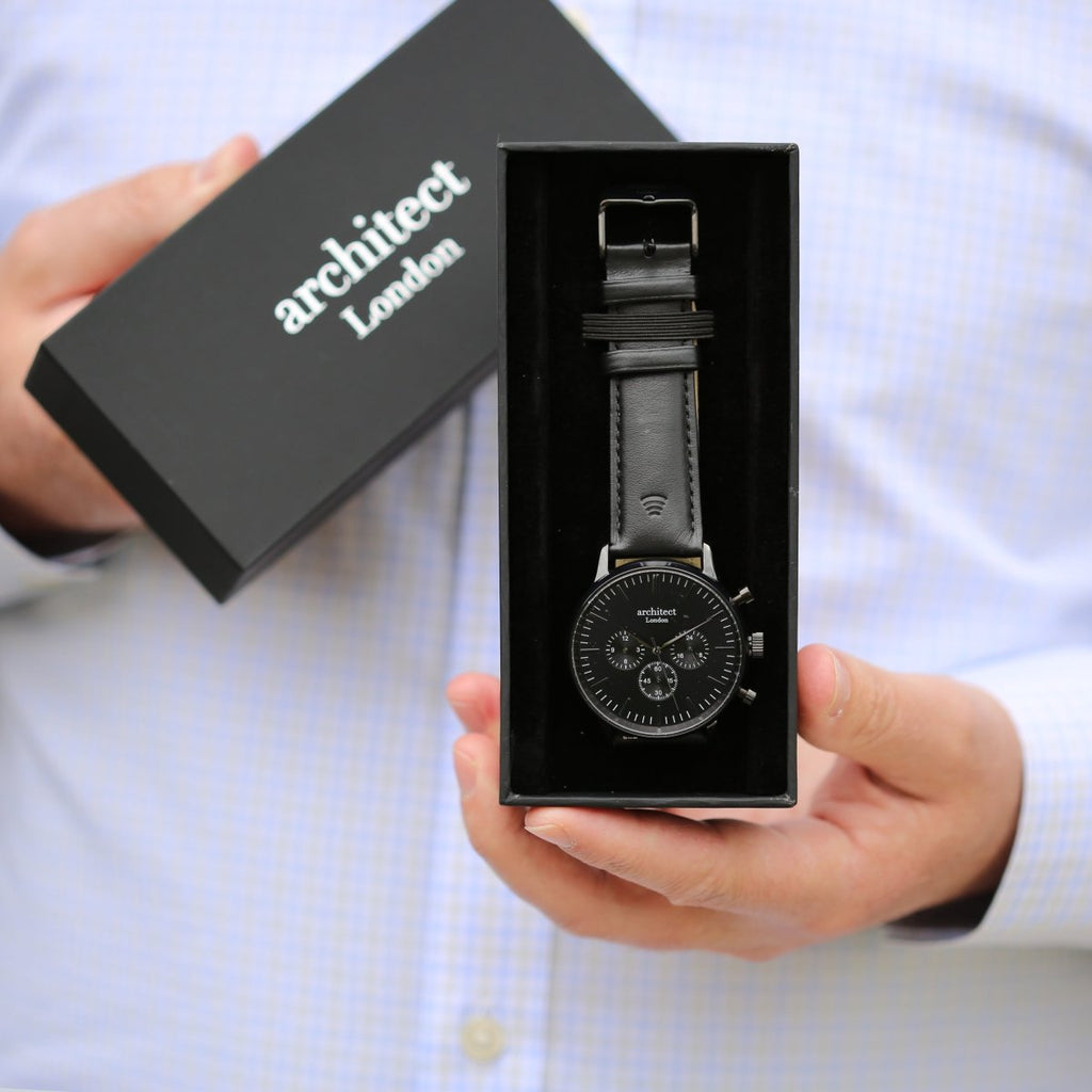 Men's Motivator Contactless Payment Watch, Jet Black Strap, With Personalised Own Handwriting Engraving