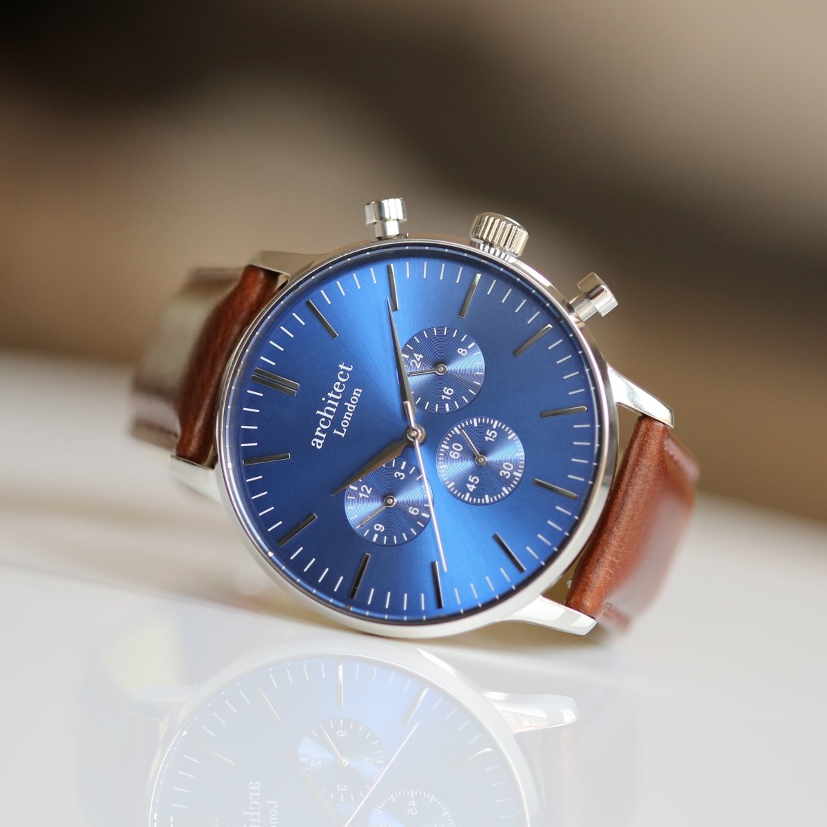 Modern Font Engraving - Men's Architect Motivator With Walnut Strap