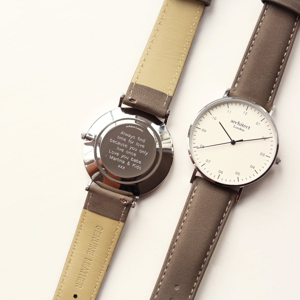 Modern Font Engraving - Men's Architect Zephyr, Urban Grey Strap