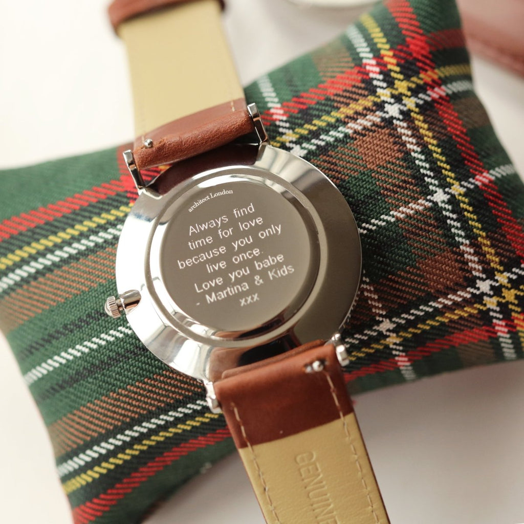 Modern Font Engraving - Men's Architect Zephyr, Walnut Strap