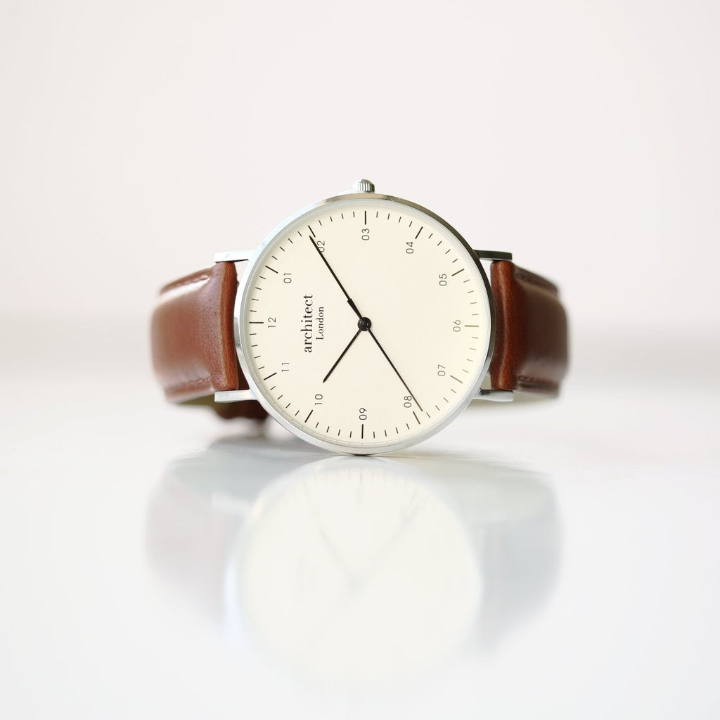Modern Font Engraving - Men's Architect Zephyr, Walnut Strap