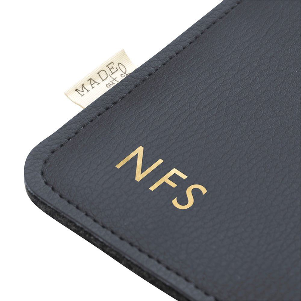 Monogrammed Black Vegan Apple Leather Laptop Sleeve - 13 Inch