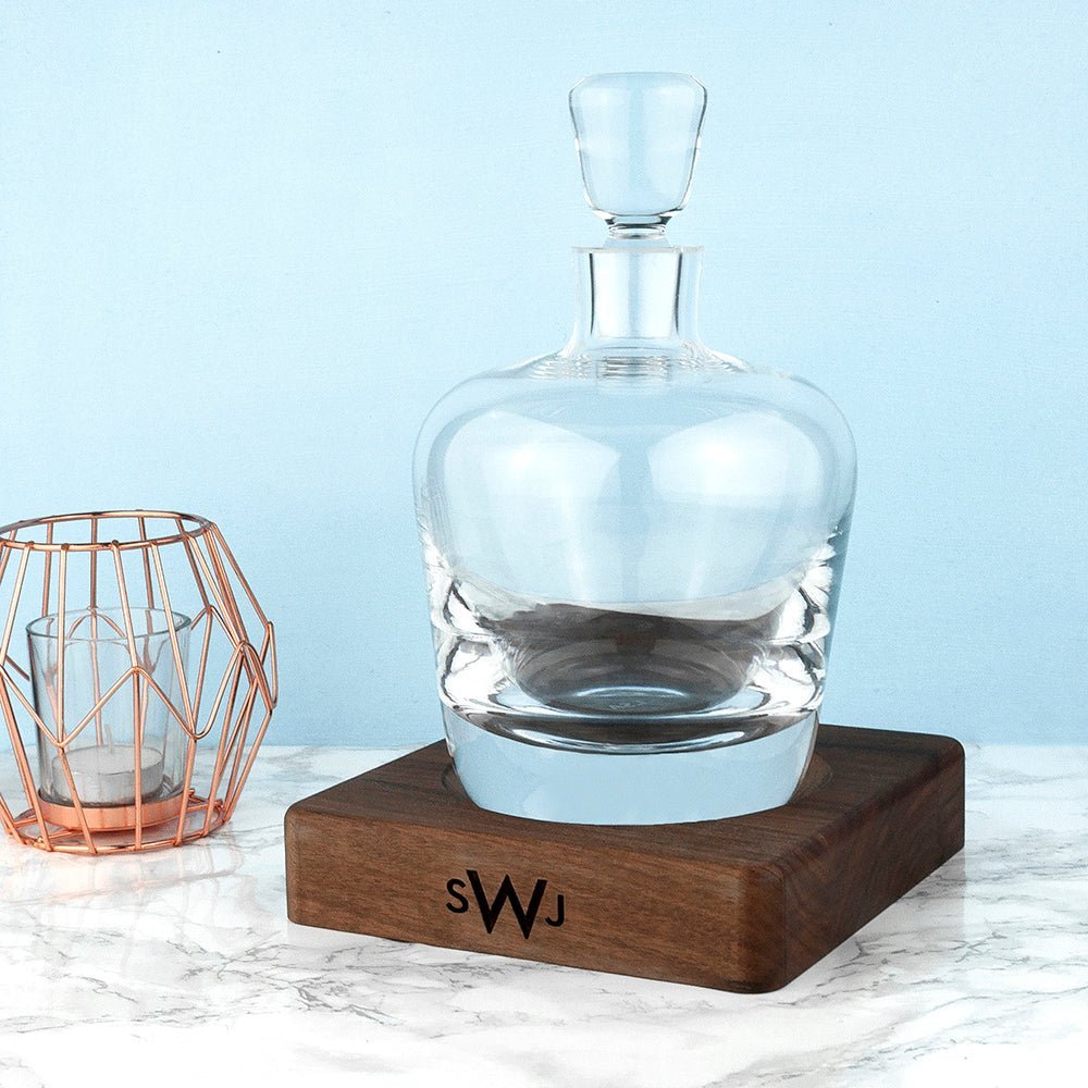 Monogrammed Lsa Whisky Decanter & Walnut Base