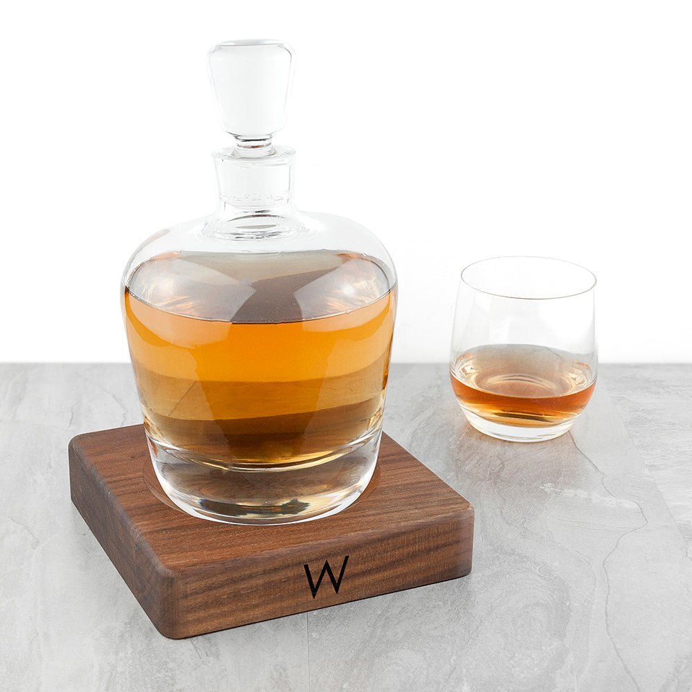Monogrammed Lsa Whisky Decanter & Walnut Base