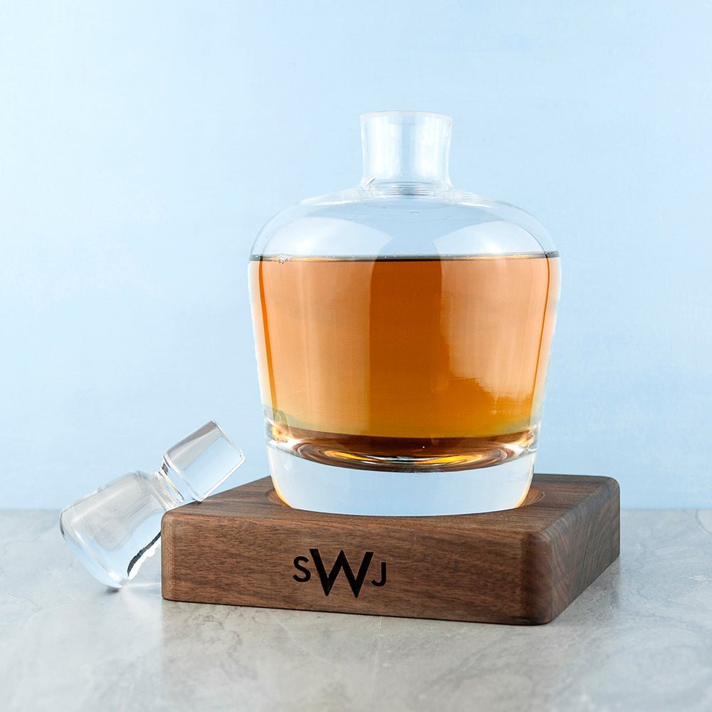Monogrammed Lsa Whisky Decanter & Walnut Base