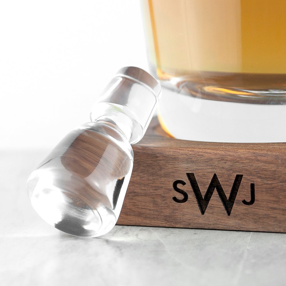 Monogrammed Lsa Whisky Decanter & Walnut Base