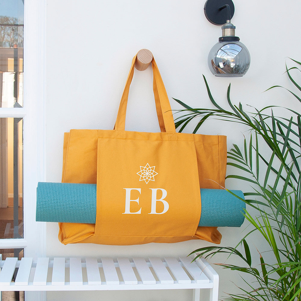 Personalised Monogrammed Organic Yoga Tote Bag