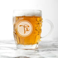 Monogrammed Round Emblem Dimpled Beer Glass