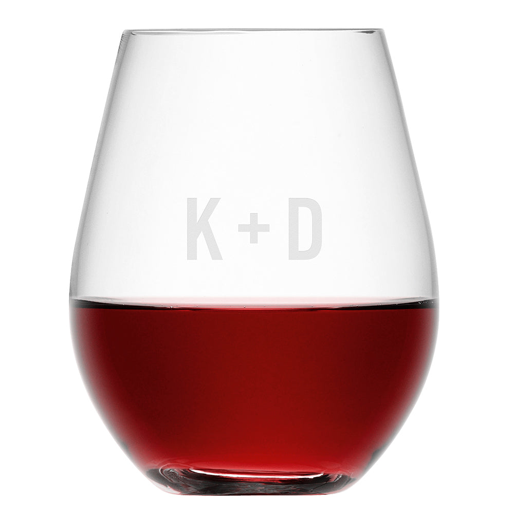 Personalised Monogrammed Stemless Red Wine Glass