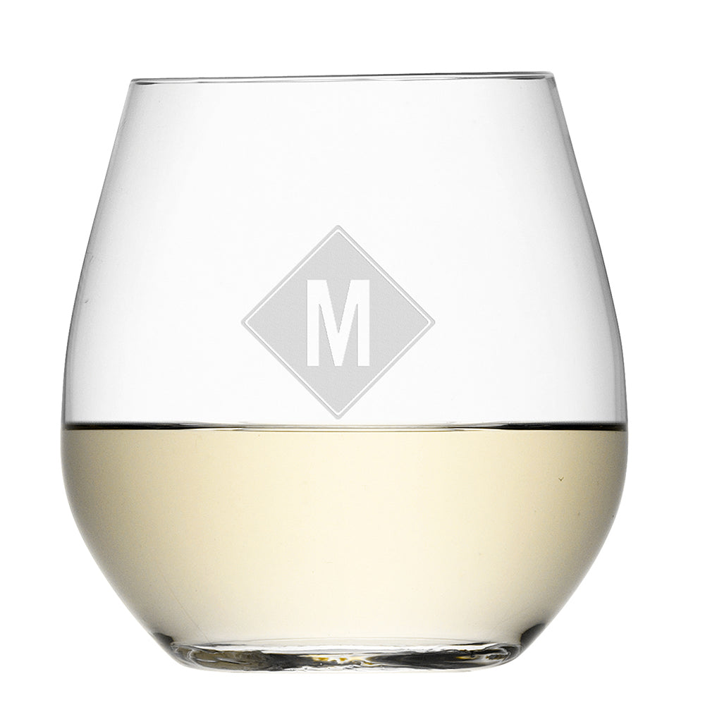 Personalised Monogrammed Stemless White Wine Glass