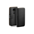 Motorola Moto G7 Book Flip Case Black Leather Wallet with Magnetic Closure