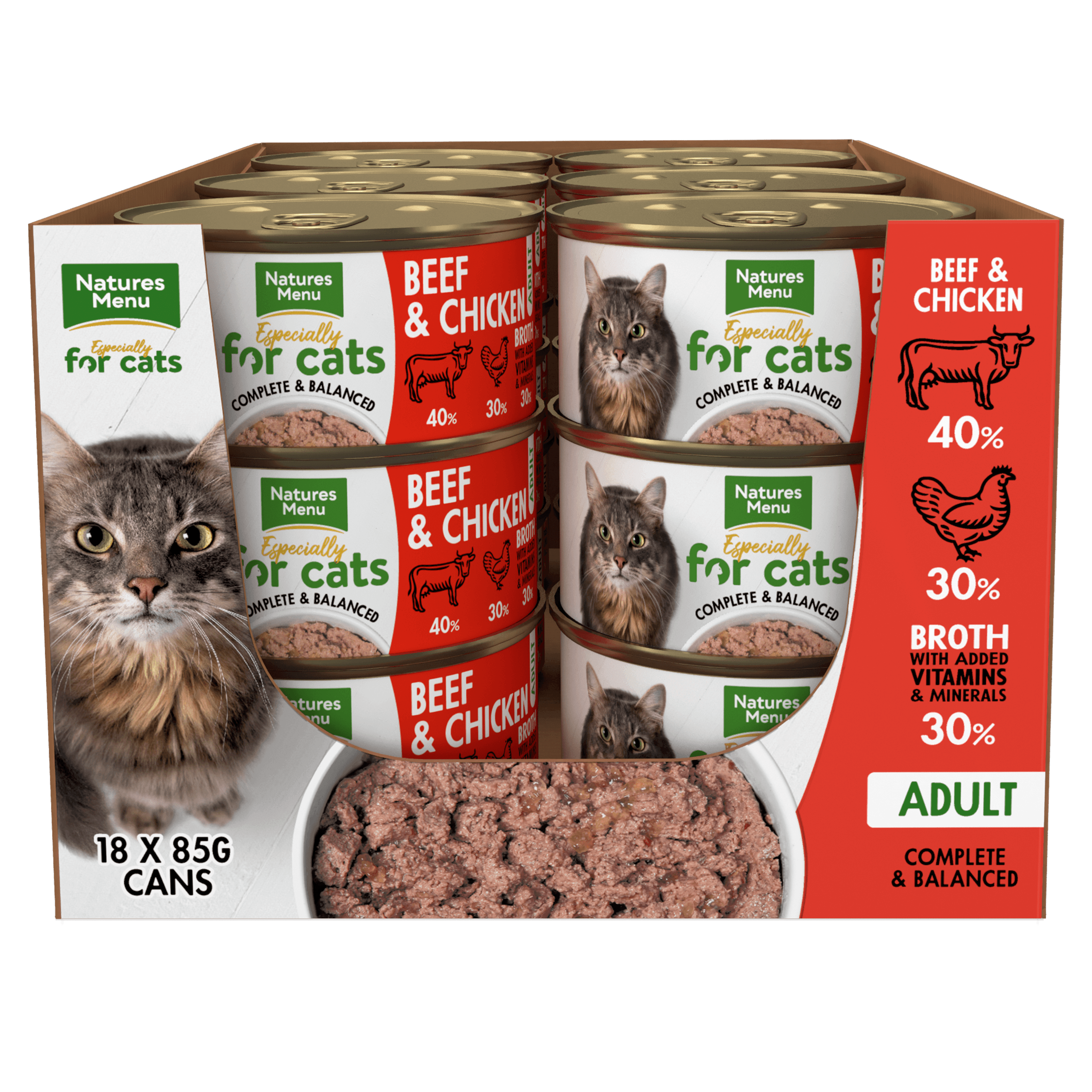 Natures Menu Cat Beef & Chicken Tins 18x85g
