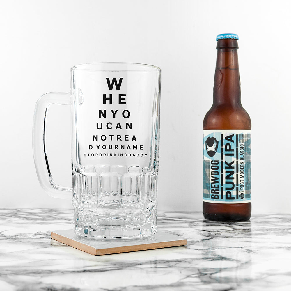 Personalised Opticians Chart Beer Glass Tankard