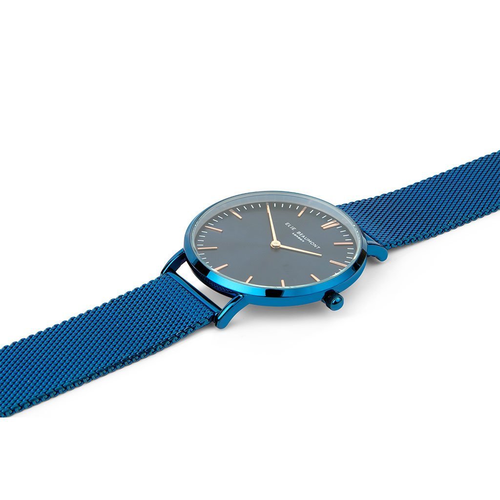 Own Handwriting Elie Beaumont Engraved Watch Electric Blue