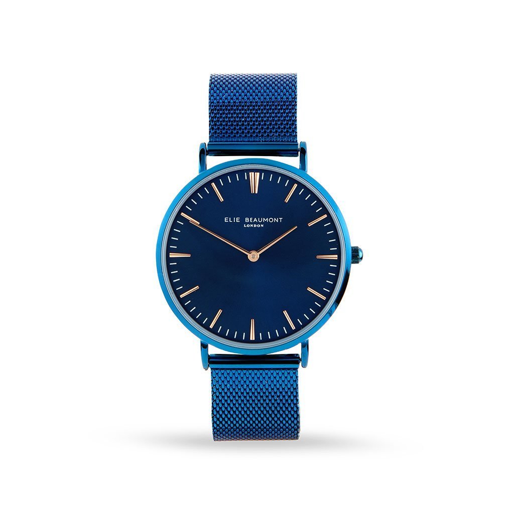Own Handwriting Elie Beaumont Engraved Watch Electric Blue