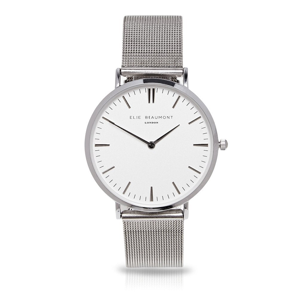 Own Handwriting Elie Beaumont Of London Mesh Strap White Dial Ladies Watch