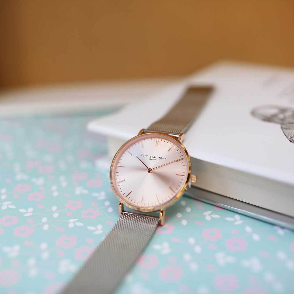 Own Handwriting Elie Beaumont Rose Silver Watch