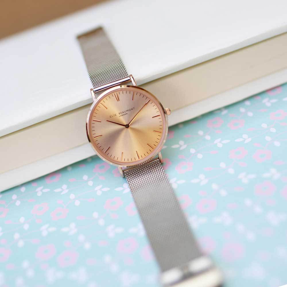 Own Handwriting Elie Beaumont Rose Silver Watch