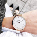 Own Handwriting Engraved Elie Beaumont Ladies Watch Rose Gold White Dial