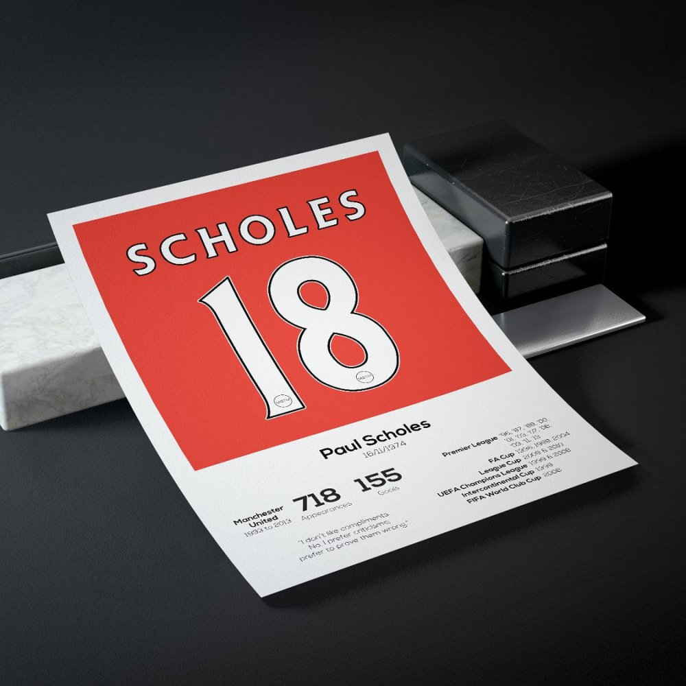 Paul Scholes Manchester United Legend Stats Print
