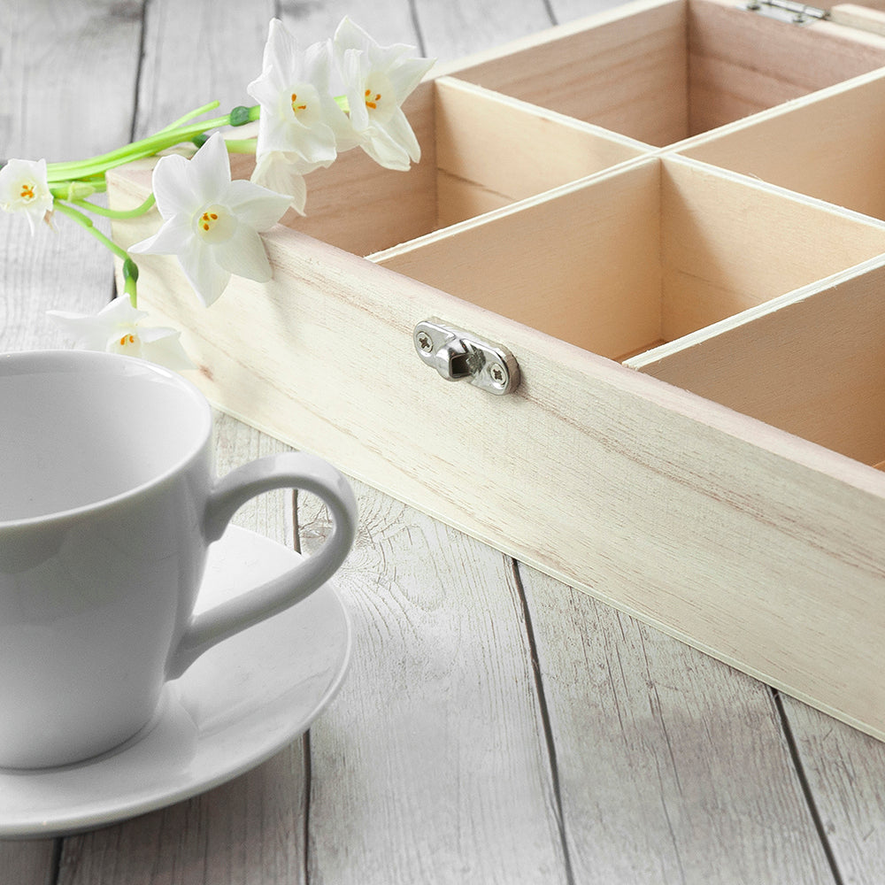 Time For Tea! Coloured Personalised Wooden Tea Box