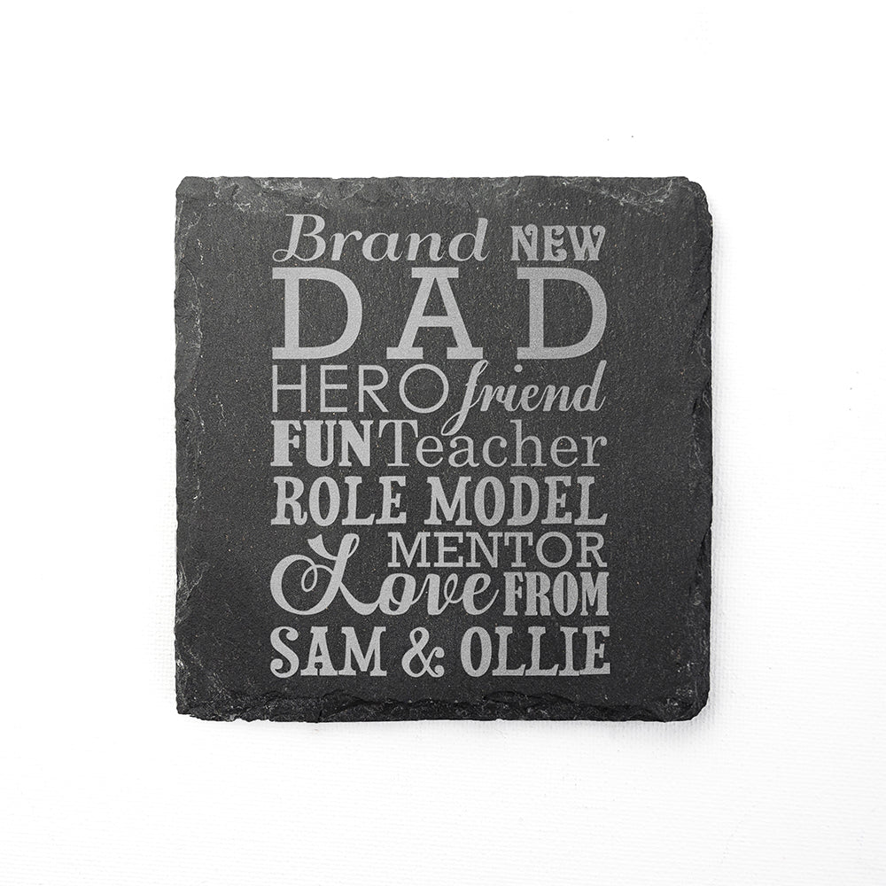 Personalised What A New Dad Means Square Slate Keepsake