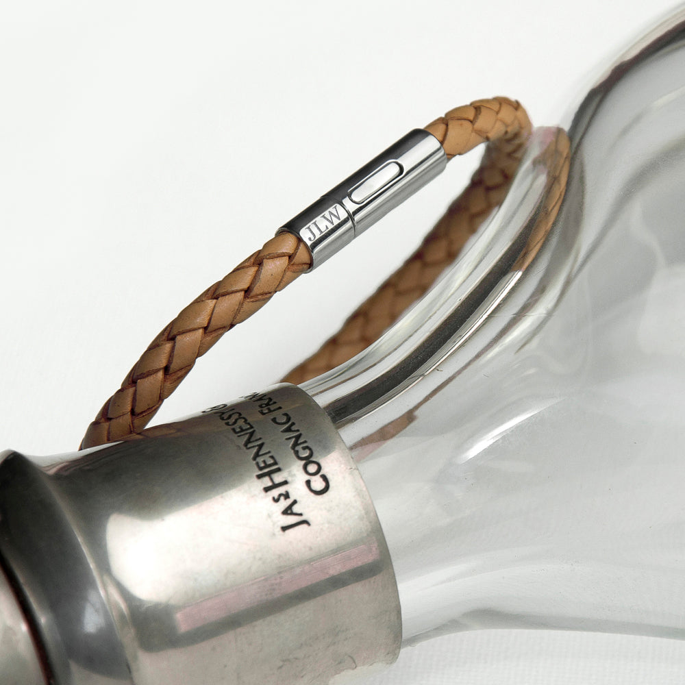Personalised Men's Capsule Tube Woven Bracelet in Tan
