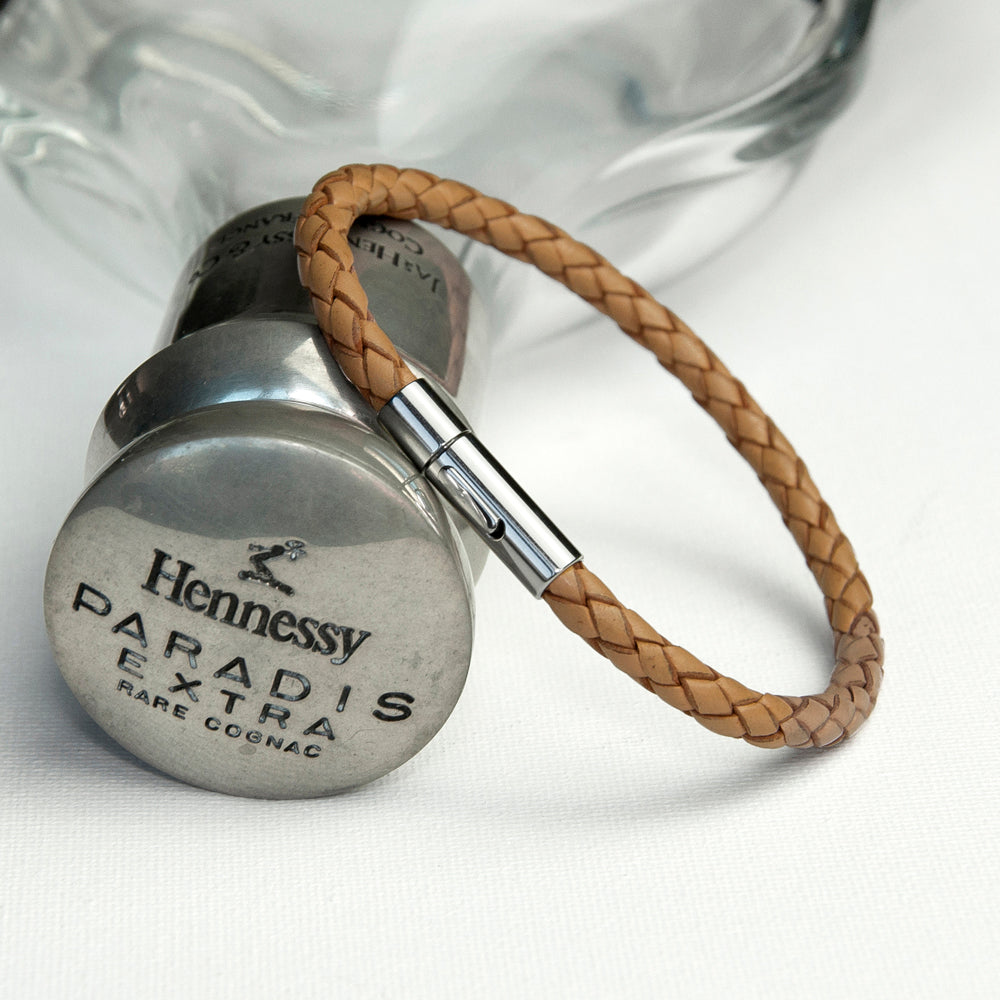 Personalised Men's Capsule Tube Woven Bracelet in Tan