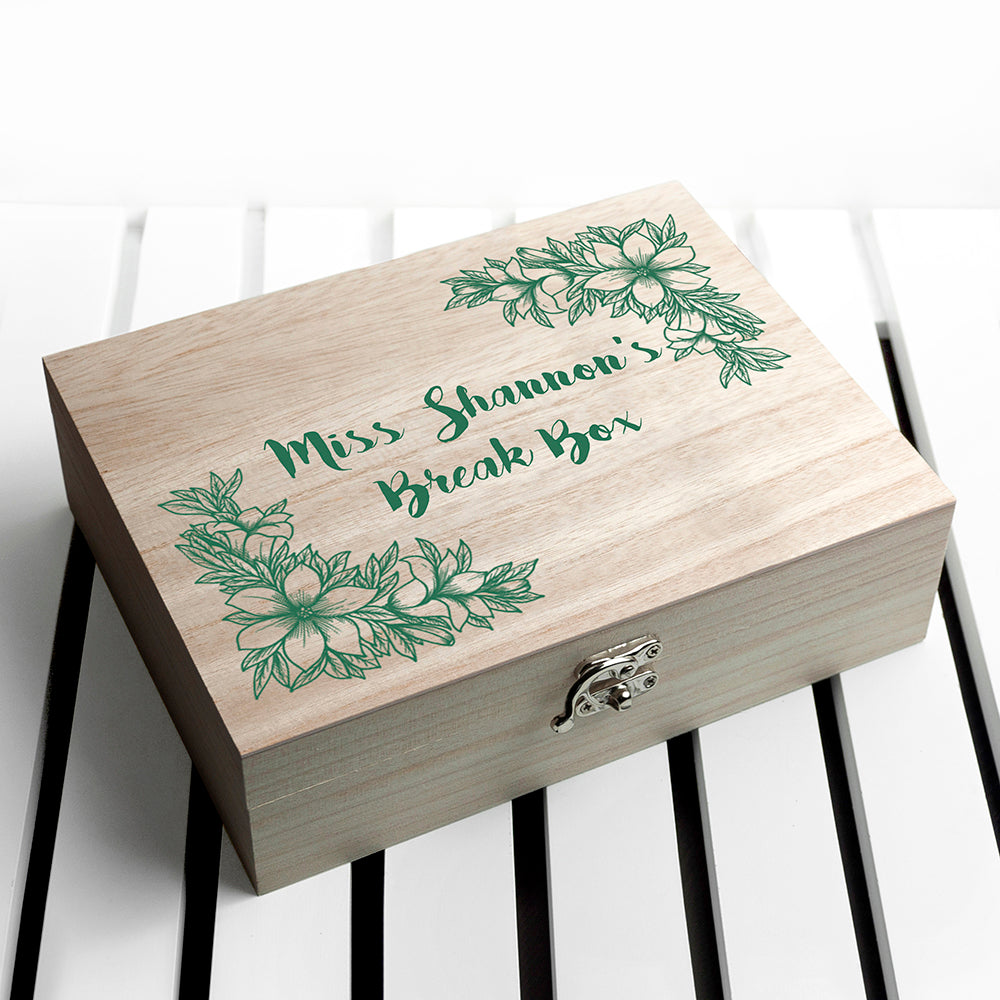 Personalised Teacher's Tea Break Box Stripes Design
