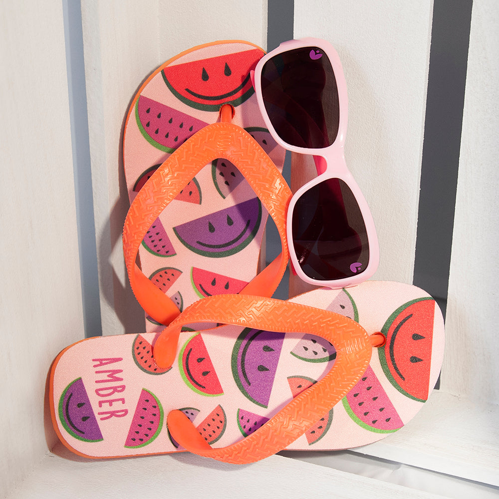 Personalised Wild Watermelon Child's Flip Flops
