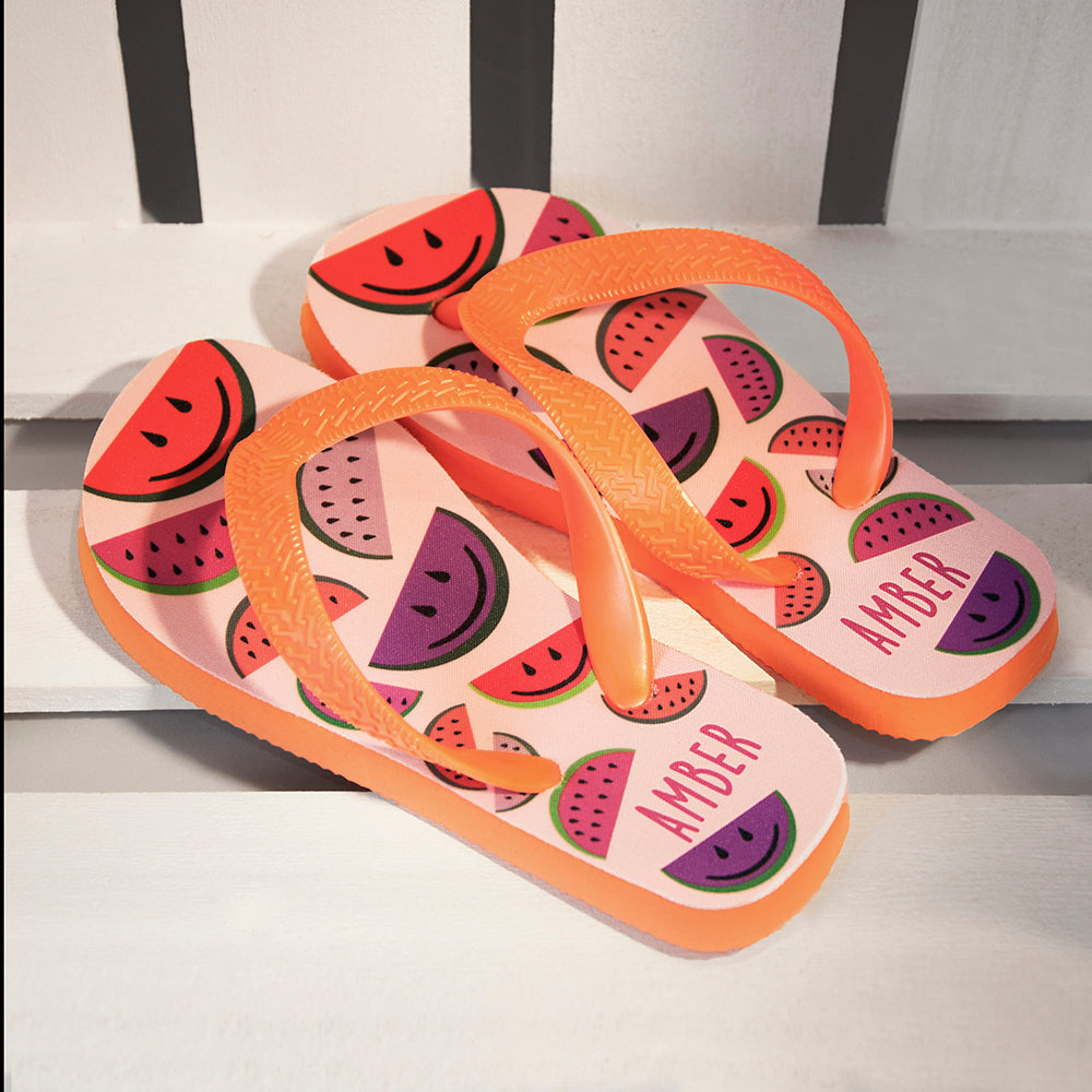 Personalised Wild Watermelon Child's Flip Flops