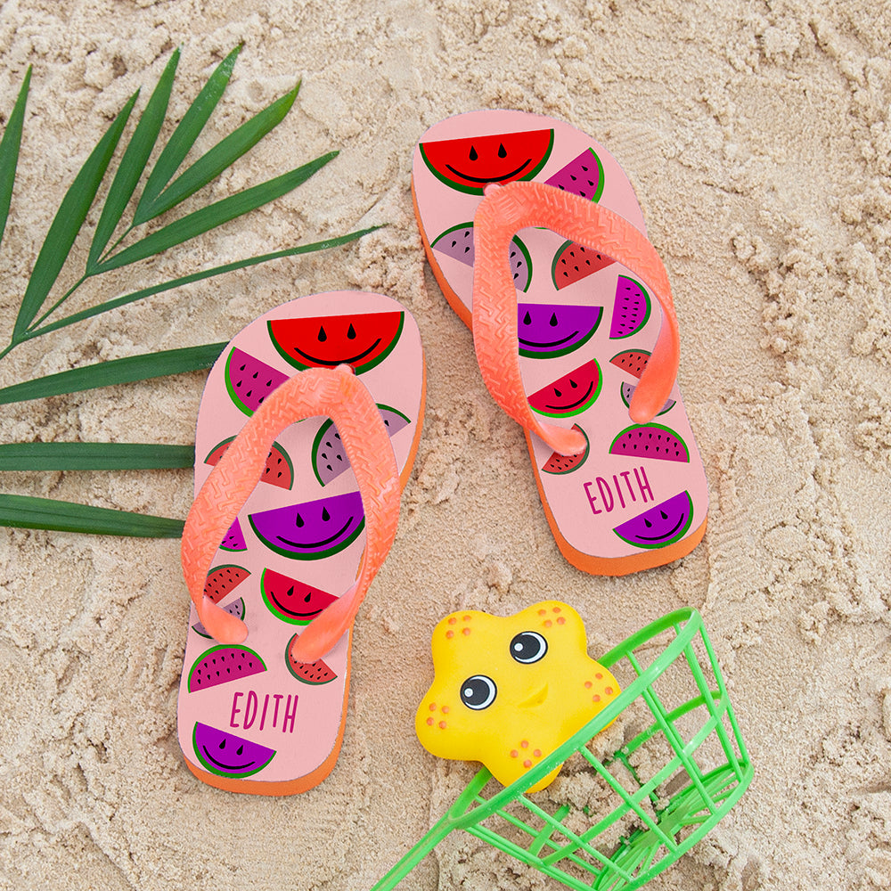 Personalised Wild Watermelon Child's Flip Flops