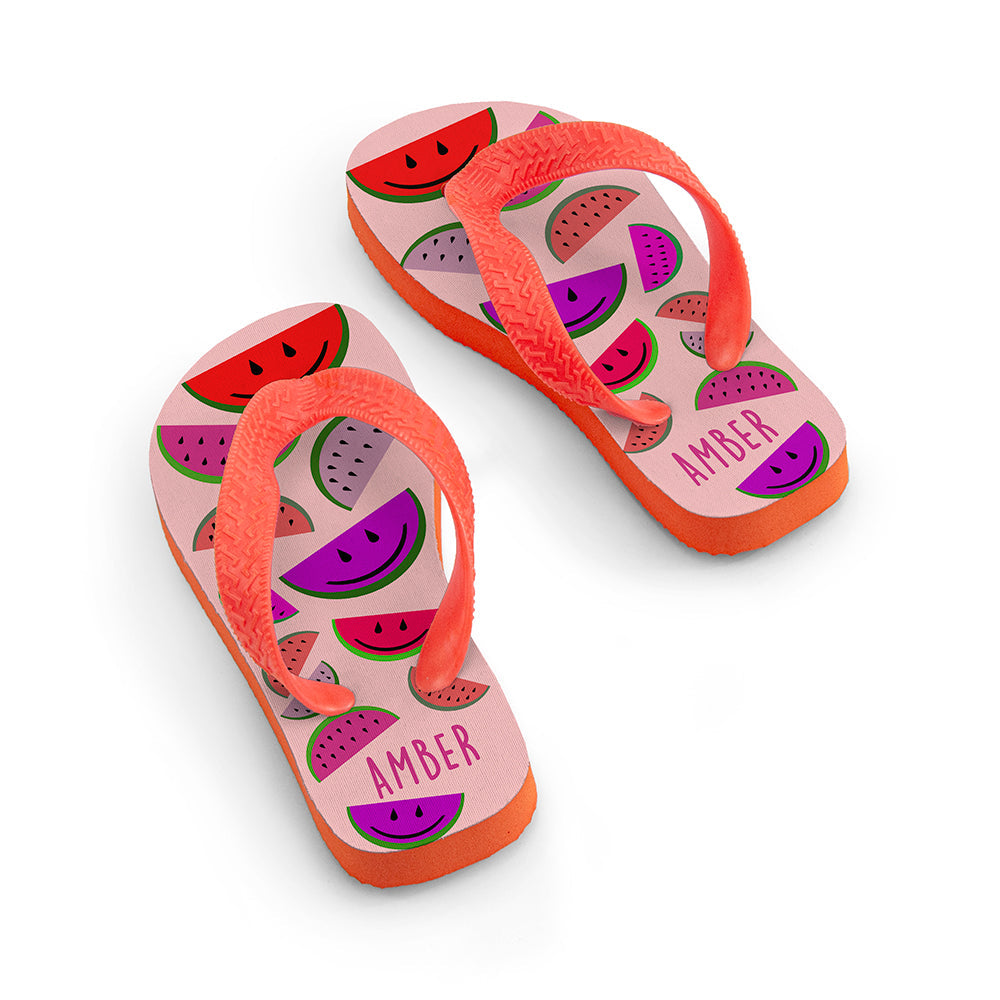 Personalised Wild Watermelon Child's Flip Flops