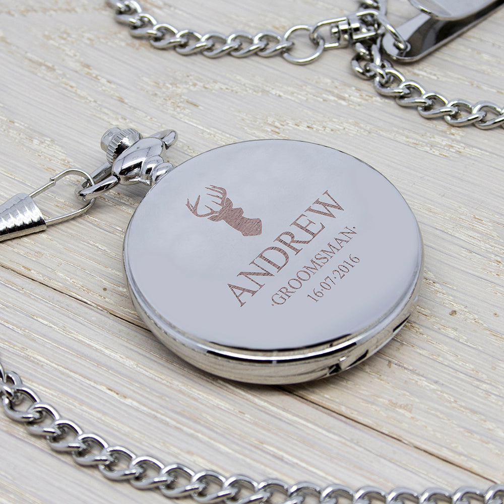 Personalised Groomsman Stag Pocket Watch