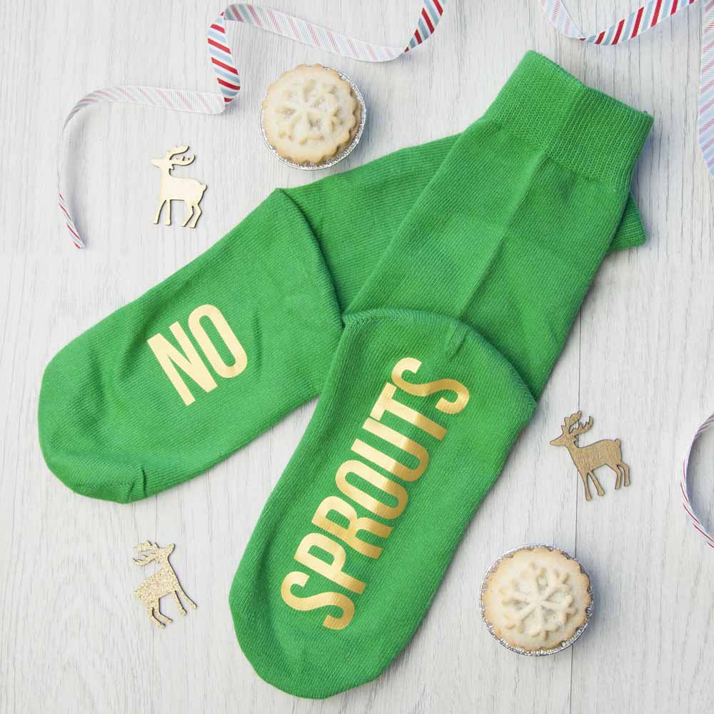 Personalised Kids Sprout Green and Canary Yellow Christmas Day Socks
